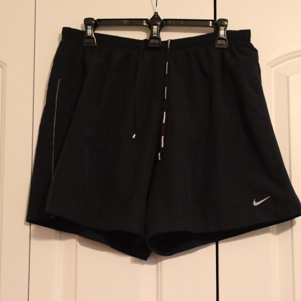 Nike Black Dri-Fit Running Shorts Elastic Drawstring Waist Internal Briefs XL